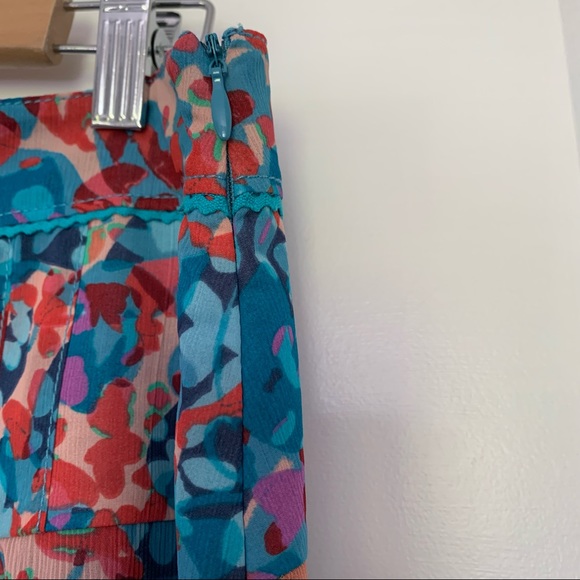 Esprit - Lined Blue/Turquoise/Red/Pink Patterned Skirt - Size 10 - Picture 4 of 8